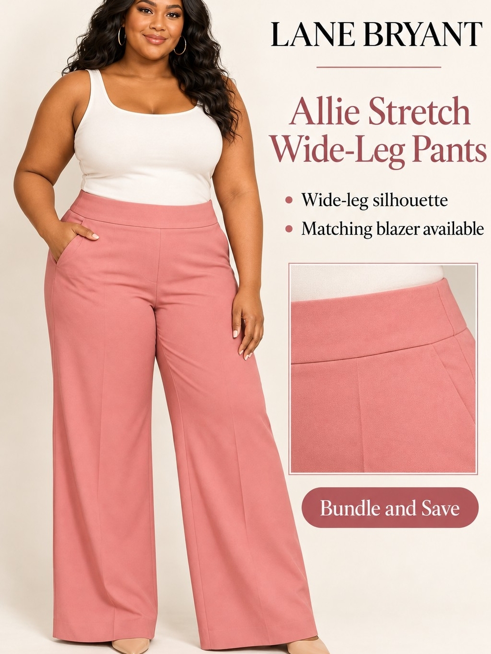 Lane Bryant Wide-Leg Pants in Dusty Rose
